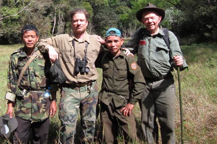 Conservation homies: Lee Talbot (far right), Bill Robichaud, and local village partners in Nakai-Nam Theun National Protected Area (2012).